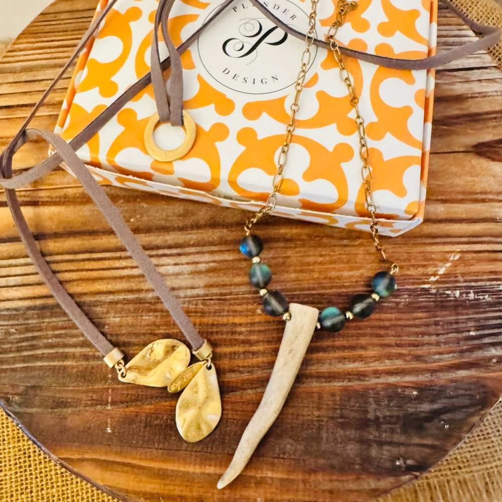 Plunder Designs REBECCA Necklace Gray suede, and Bonus Boutique Western Necklace